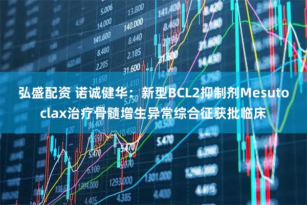 弘盛配资 诺诚健华：新型BCL2抑制剂Mesutoclax治疗骨髓增生异常综合征获批临床