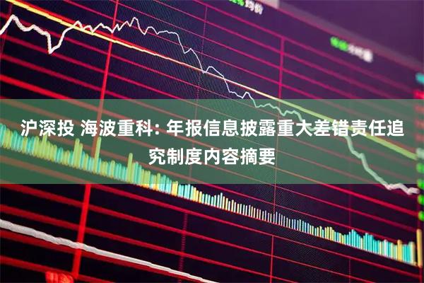 沪深投 海波重科: 年报信息披露重大差错责任追究制度内容摘要